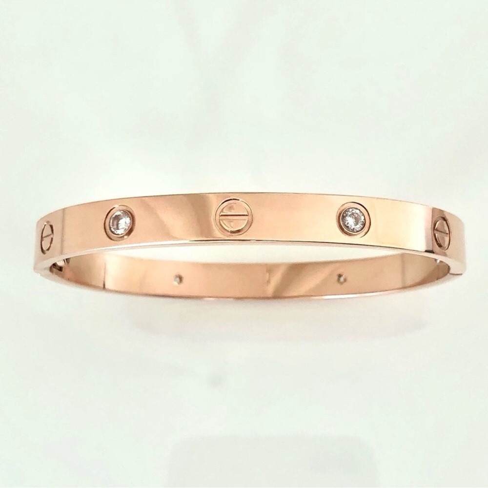 Generic Screw Cuff Bangle Bracelet with Screwdriver in Rose Gold with Stones